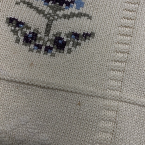 Alfred Dunner Vintage Granny Sweater Vest Button Up Beige Flower Embroidered L - Picture 3 of 8